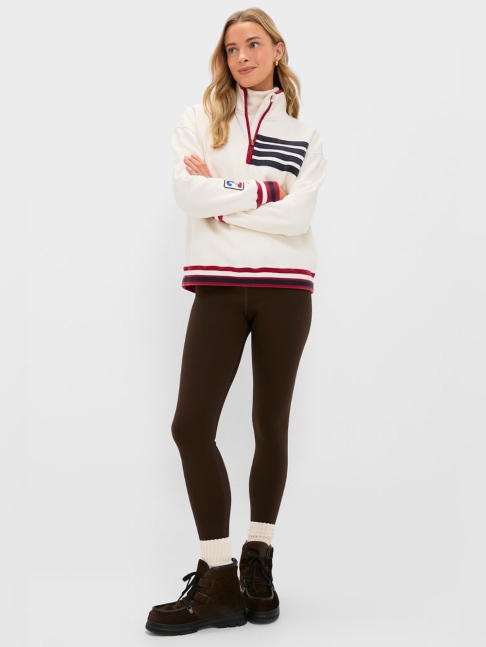 TUCKERNUCK Americana collection Antique White Flag Heiden Quarter Zip - Picture 2 of 8